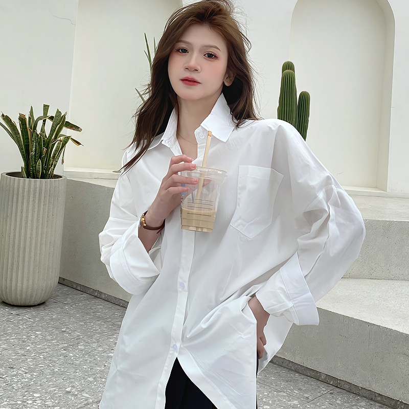 พร้อมส่ง เสื้อเชิ้ตผู้หญิง  S-5XL โอเวอร์ไซส์  ใส่ทำงาน ผ้าคัตตอล อย่างดี รูปที่ 6