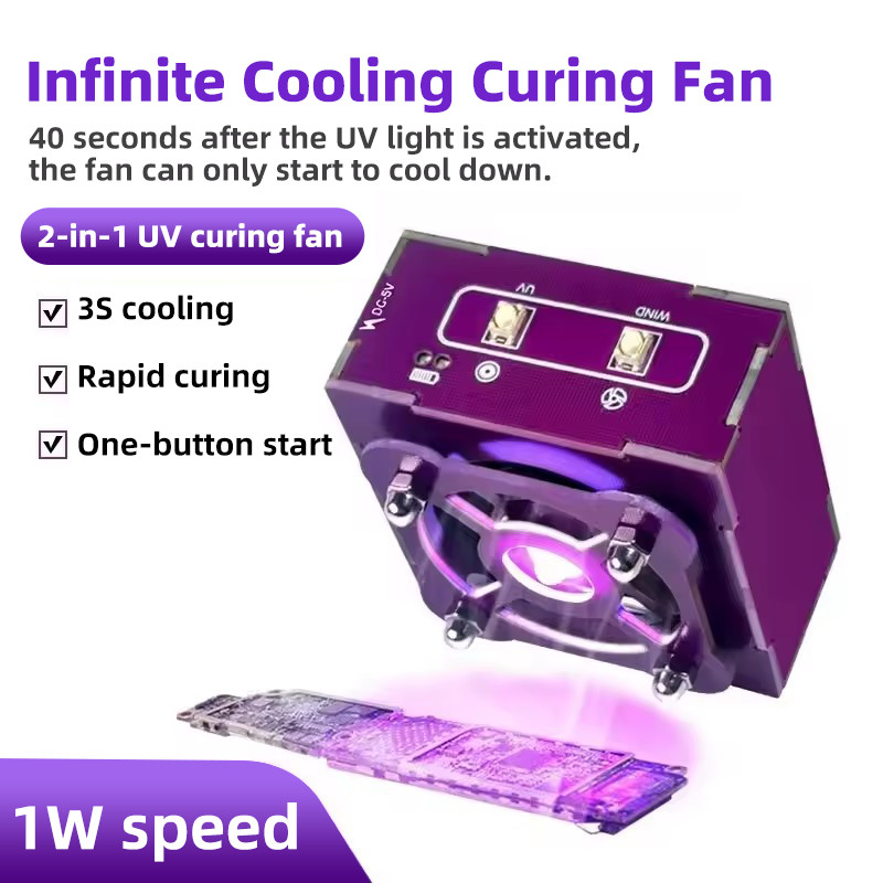 WXY UV Curing Fan 5W โคมไฟโค้งไร้สาย UV พร้อมพัดลมระบายความร้อน 3 สปีด - เครื่องมือกระจายความร้อนที่บ่มอย่างรวดเร็วสําหรับการซ่อมเมนบอร์ดโทรศัพท์