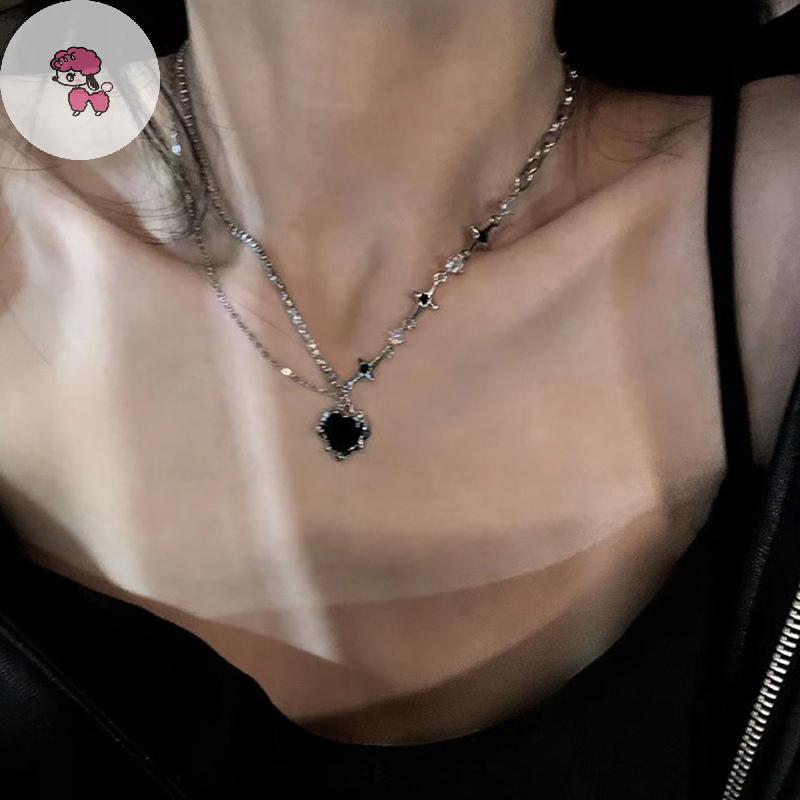 GRL เกาหลีแนวโน้มแฟชั่นสําหรับผู้หญิงวัยรุ่น Cool Heart จี้สร้อยคอคริสตัล Awn Star สร้อยคอแนวโน้มบุค