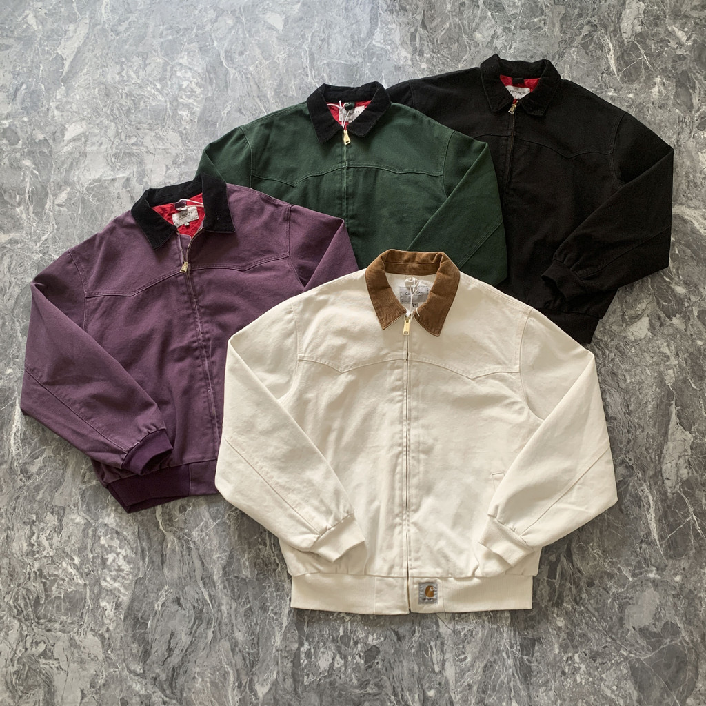 0A2Y Carh'''t Vintage Washed Canvas Santa Fe Jacket vintage Turn-down Collar Zipper Jacket cleanfit