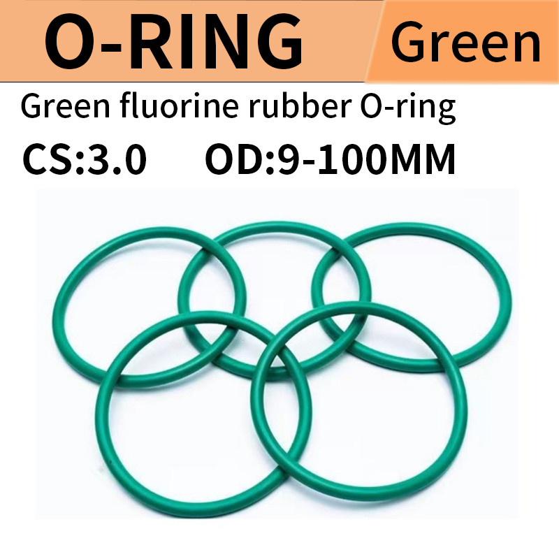 (Fluororubber) CS3.0mm*OD9-100mm โอริงสีเขียว โอริง FKM แหวนปิดผนึก
