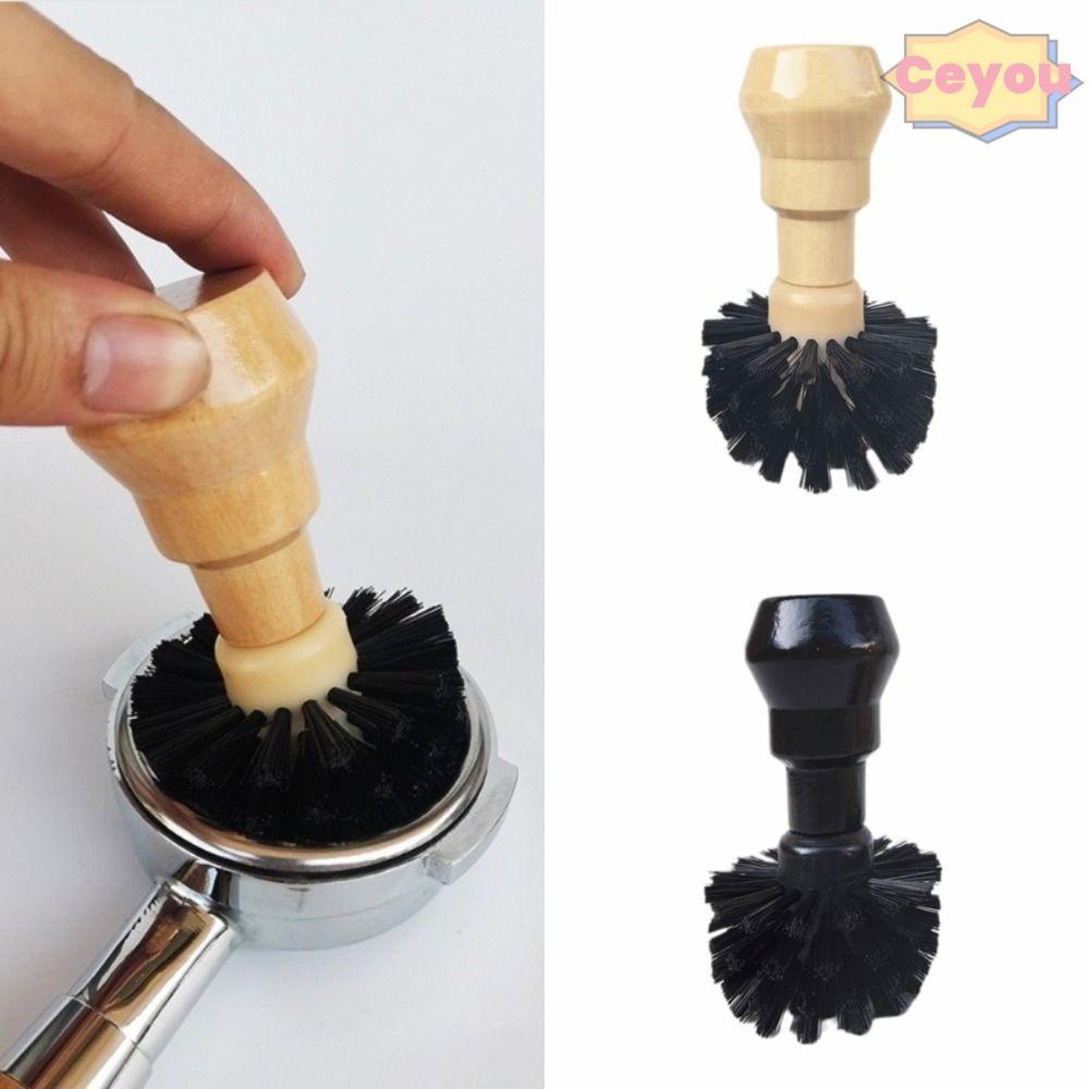 CEYOU ผงกาแฟชามแปรง,สําหรับ 51/54/58 มม.PP Espresso Portafilter แปรงทําความสะอาดเครื่องมือไม้ Handle