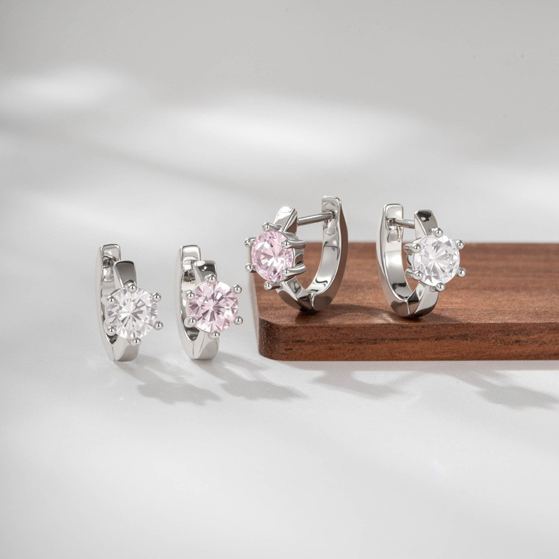 ต่างหูเจาะหูเวอร์ชั่นเกาหลี ออกแบบเรียบหรู กุญแจกругหกเหลี่ยมและzircon