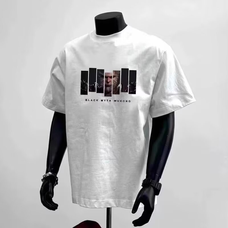 20262025เสื้อยืดแขนสั้นสไตล์ใหม่ผู้ชาย ins Street Wear ยุโรปอเมริกันสไตล์ฮิปฮอปรอบคอ Bottoming เสื้อ