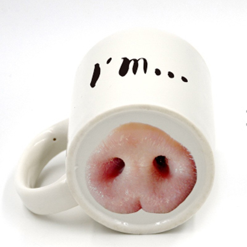 Spoof ตลก Piggy Dog Nose Cup เซรามิค MuG ถ้วยน้ําถ้วยกาแฟจมูก Piggy MuG 0OZ1