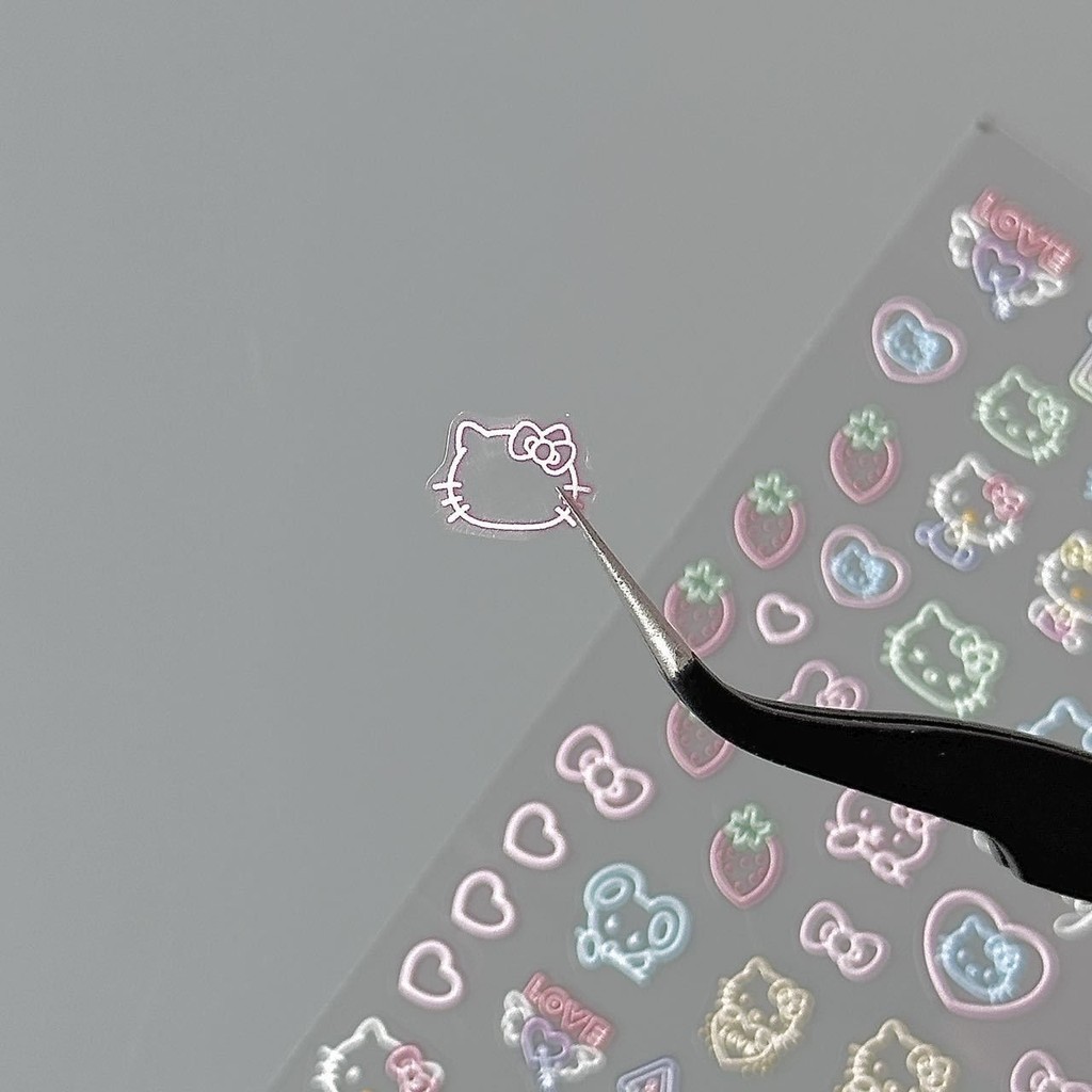 KT Cat นูนสติกเกอร์แต่งเล็บสามมิติสไตล์เกาหลีนักเรียน 3D น่ารัก diy กันน้ําแต่งเล็บ Dopamine สติ๊กเกอร์ติดเล็บ