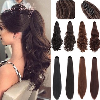 60cm Fashion Hair Wigs Long Curly Hair Straight Hair Wig Claw Clip Ponytail Extensions Wigs