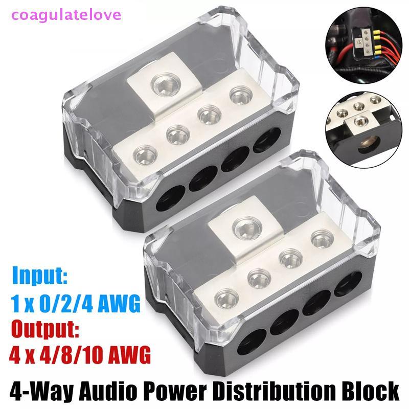 Coagulatelove 2 ชิ้น 4 Way Power Distribution Block Zinc Alloy Power Ground Amp Distribution Block พ