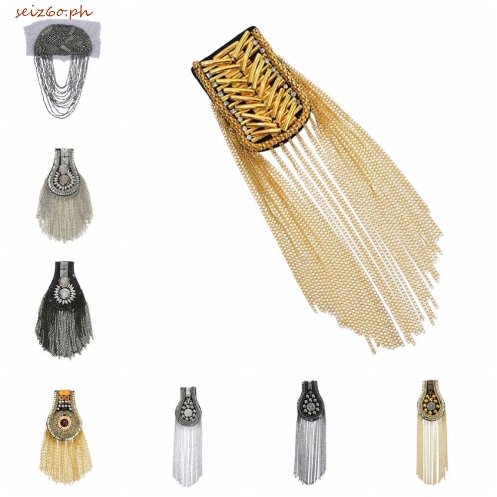 SEIZ6O Club พู่โซ่ Epaulette, Pin Breastpin Rivet ไหล่ป้าย,เสื้อผ้าอุปกรณ์เสริมเงา Cool คริสตัลแจ็คเ