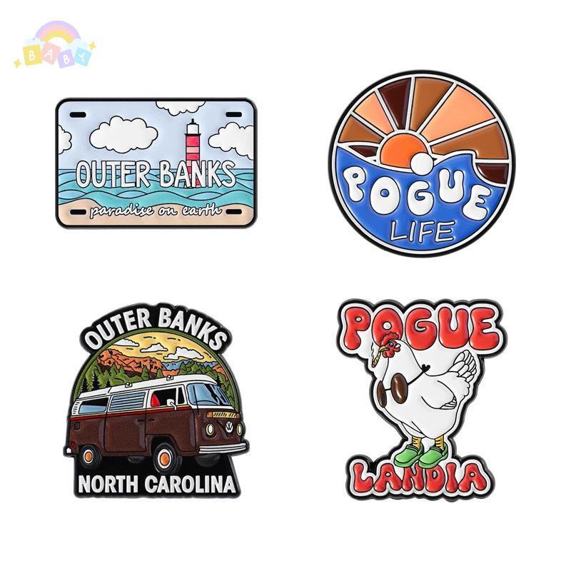 เข็มกลัด Enamel Pins สไตล์ Outer Banks เครื่องประดับสำหรับการท่องเที่ยวและสะสม