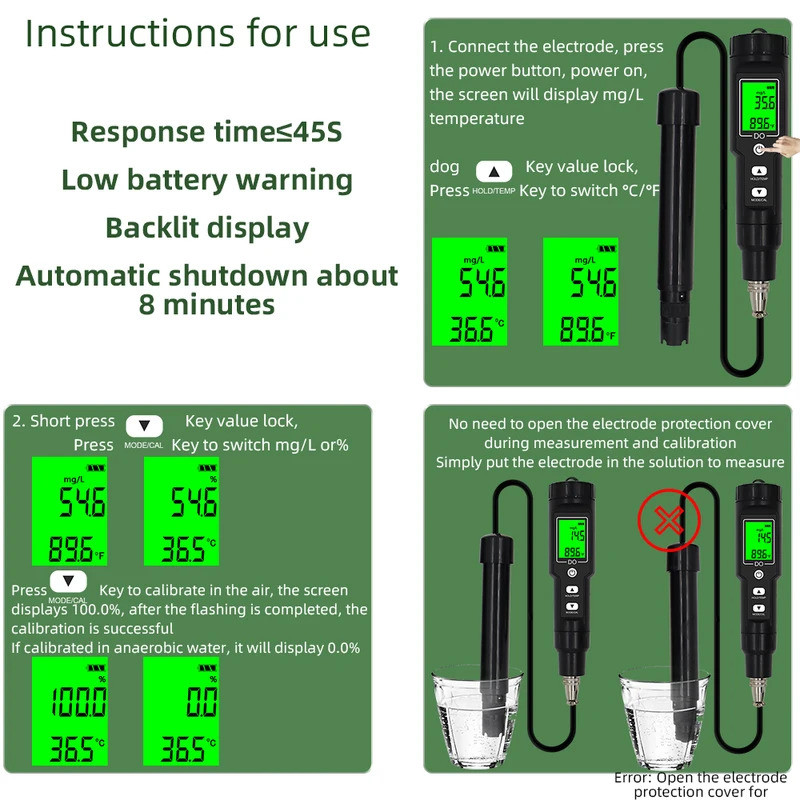 Xueqing Professional DO9100 ละลายออกซิเจนดิจิตอล DO Test เครื่องวิเคราะห์คุณภาพน้ําสําหรับน้ําทะเลน้