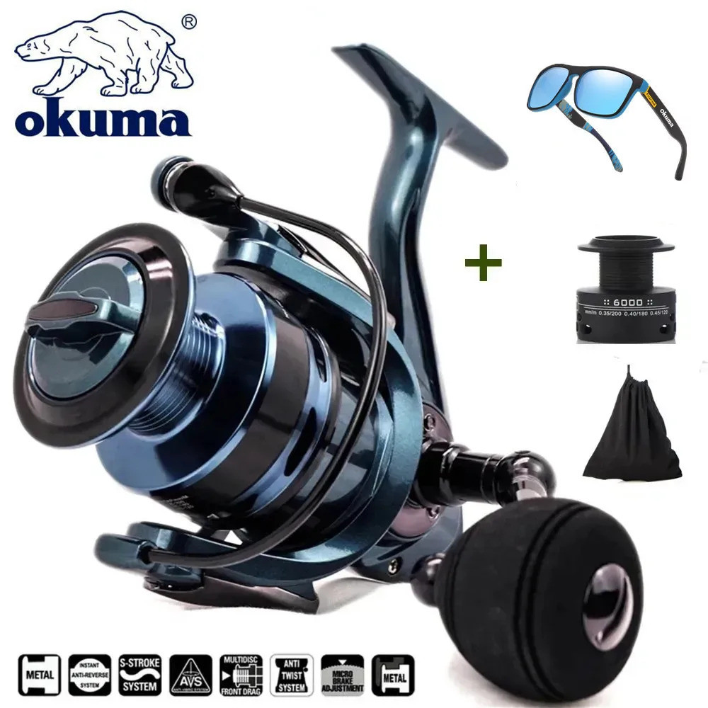 Okuma คุณภาพ Double Spool Fishing Reel ไม่มีช่องว่างโลหะผสม 5.5:1 อัตราทดเกียร์ความเร็วสูง Spinning 