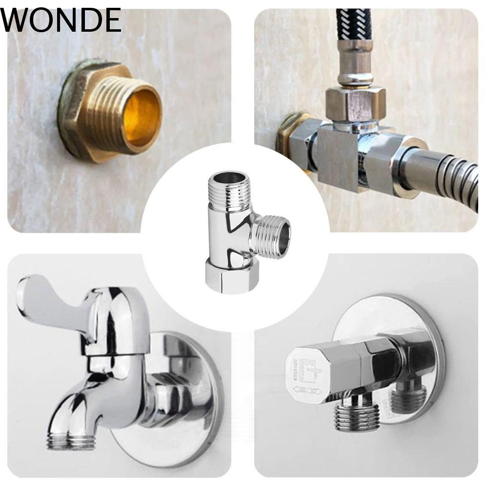 WONDE G1/2" วาล์วไดเวอร์เตอร์, Anti-Rust Anti-leak 3 Way T Shape Adapter, ใช้งานได้จริงติดตั้งง่ายหน