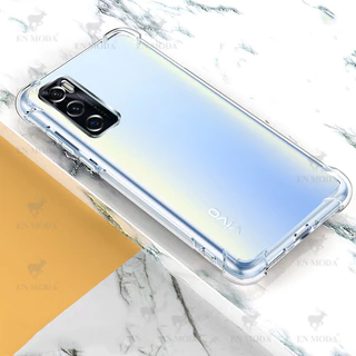 สําหรับ Vivo V20 SE V2022 V2023 ซิลิโคนเหลวใสยืดหยุ่นกึ่งโปร่งใส Anti-Yellowing ฝาหลัง 4 มุมกรณีเยลลี่
