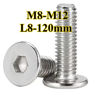 304 สแตนเลสสตีลแบนหัวสกรูบางหัวขนาดใหญ่แบนสกรูคอมพิวเตอร์สกรู M8/M10/M12 L8-120 มม.12YDD-MB