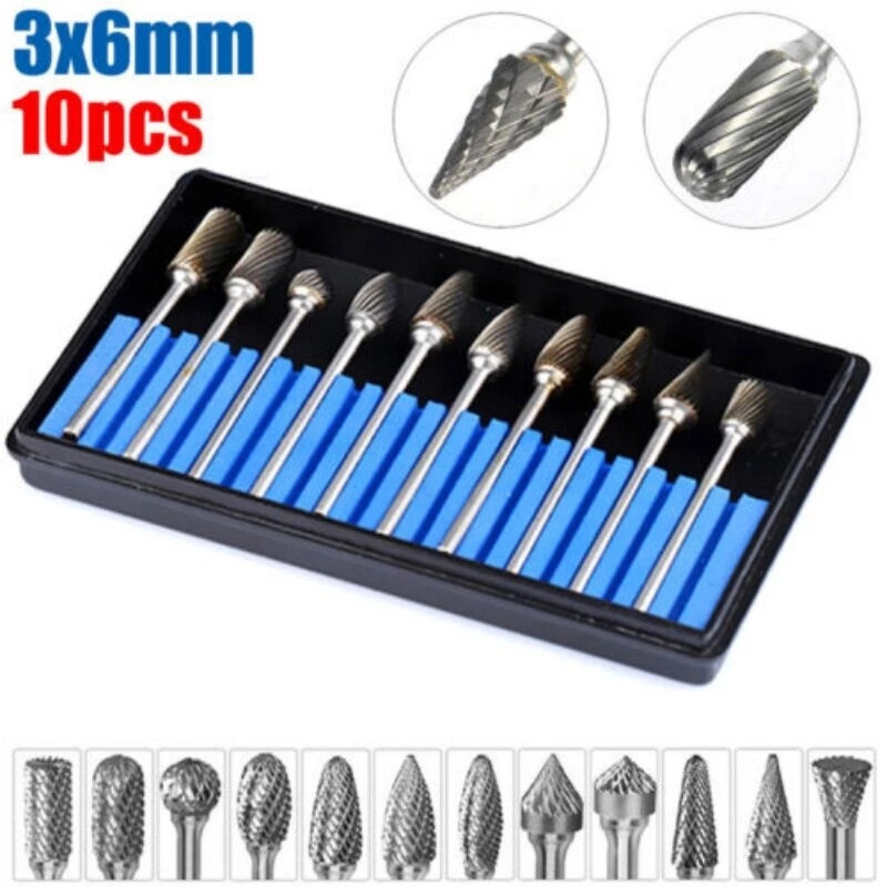 TH Tools ชุดดอกเจียร ชุดหัวเจียรทังสเตนคาร์ไบด์ ขนาดแกน3มิล*หัว6มิล สำหรับงานเจียรโลหะและไม้
