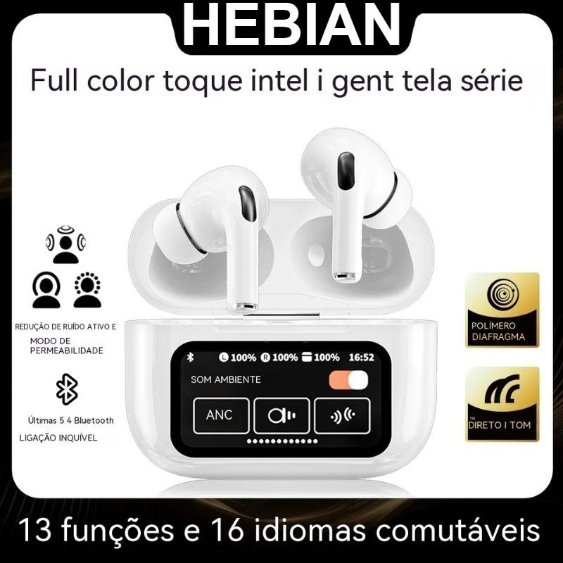 หูฟังไร้สายบลูทูธ TWS A9 สีขาวล่าสุด เข้ากันได้กับระบบ Android และ iOS 17