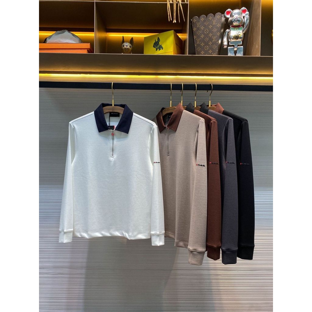 9SY7 Kito*n Men's Autumn Winter Cashmere Embroidered Fashion Business Casual Men's Turn-down Collar 