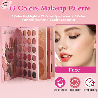 43 Colors Book Eyeshadow Palette Shimmer Matte Highlight Powder Blusher Sequins Stage Makeup Palette