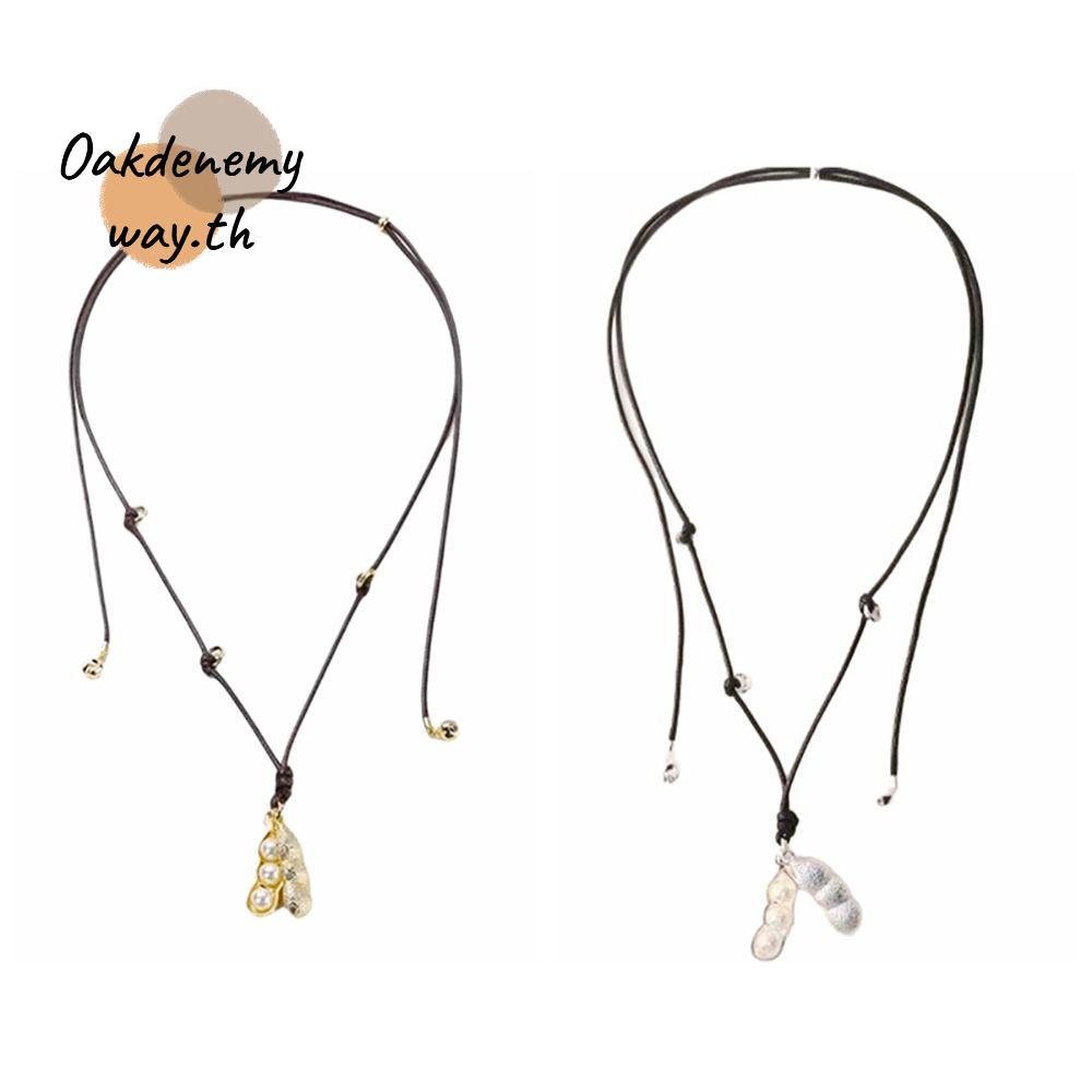 สร้อยคอโลหะผสมโซ่ยาว Oakdenemyway แบบ Pea Pod พร้อมให้เป็นของขวัญแฟชั่น