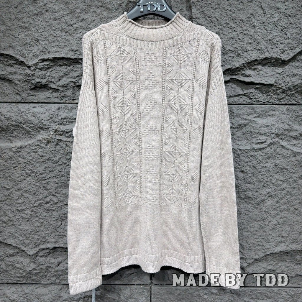 [TDD ผลิต] Loro Piana LP 2025 เสื้อกันหนาววูลและแคชเมอร์ ครึ่งคอเต่า เพชร Jacquard สีกากีสำหรับทั้งช