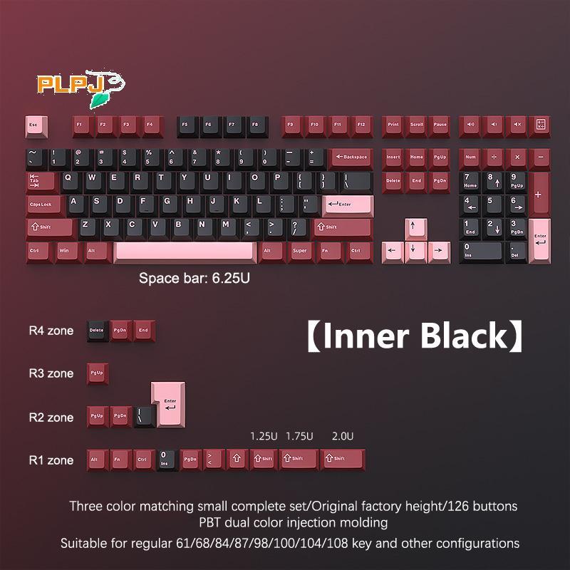 PLPJ 126 คีย์ Double Shot Keycap PBT Cherry คีย์บอร์ดเกมสําหรับ MX Keycap GMK67 GMK87 GMK61 คีย์บอร์