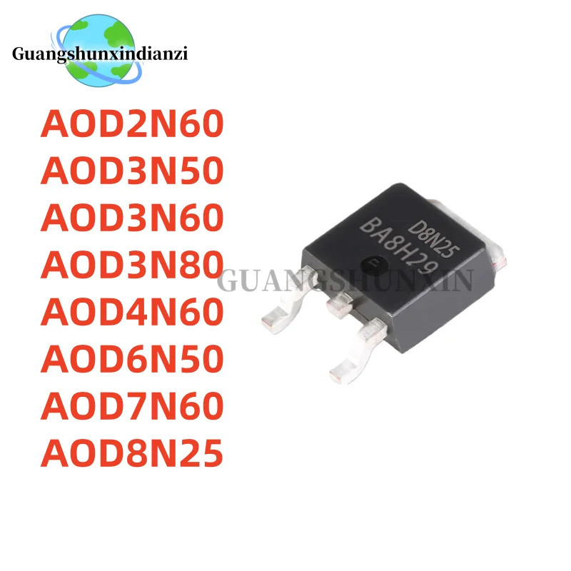 5PCS D2N60 D3N50 D3N60 D3N80 D4N60 D6N50 D7N60 D8N25 TO-252 AOD2N60 AOD3N50 AOD3N50 AOD5 AOD2N60 AOD