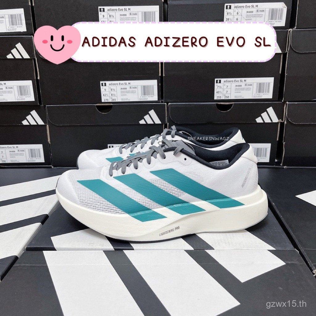 [คลังสินค้าพร้อม] รองเท้าวิ่ง ADIDAS ADIZERO EVO SL- (JS4487) สี: Cloud White/Pure Blue/Gray Four PX