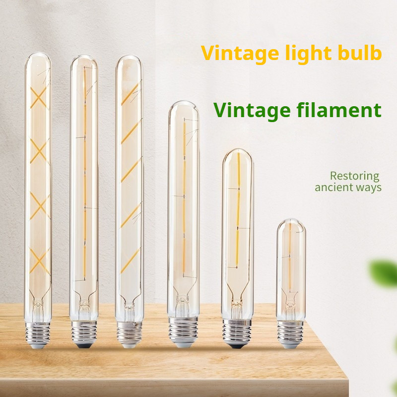 [220V] หลอดไฟย้อนยุค LED ไฮไลท์ T30 หลอดไฟ Edison โคมไฟติดผนังสีน้ําตาลเลียนแบบทังสเตนโคมไฟขลุ่ย T185 Soft Filament