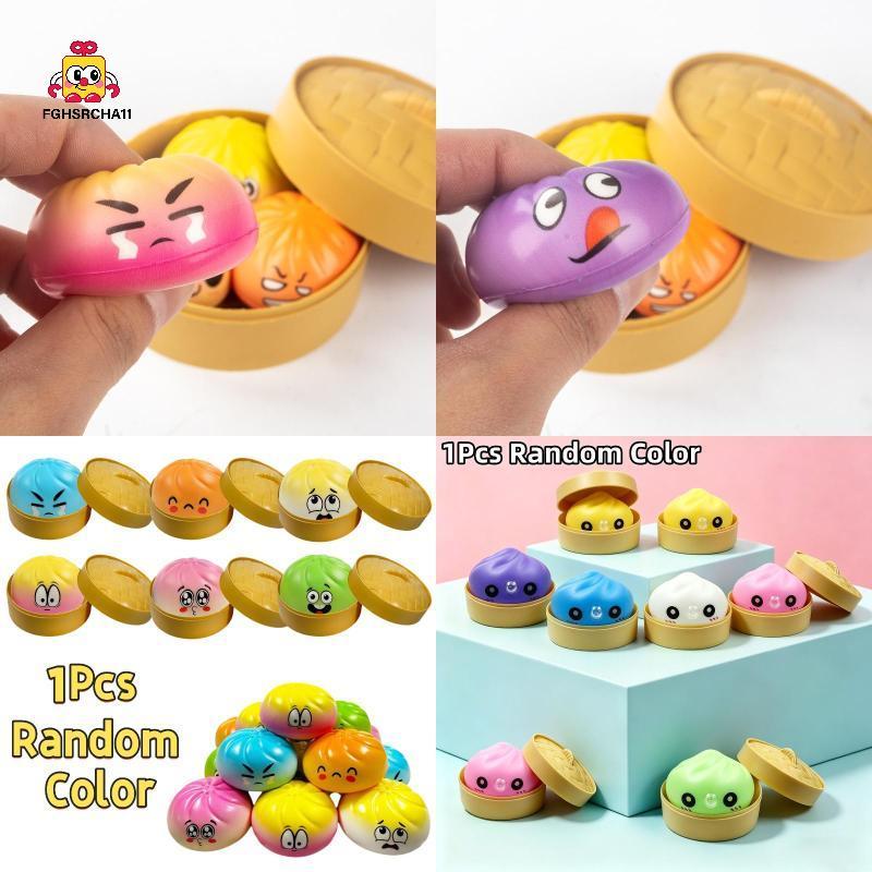 FG น่ารักที่มีสีสัน Bun ของเล่นนวดช้า Rebound ความเครียดบรรเทา Fidget ของเล่นเด็กผู้ใหญ่จําลองอาหาร Anti-Anxiety ของขวัญ HS