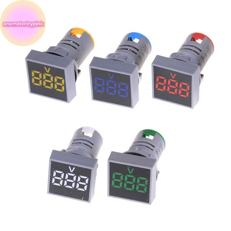 ONEPINK 22MM AC12-500V โวลต์มิเตอร์แผงสี่เหลี่ยม LED มิเตอร์วัดแรงดันไฟฟ้าแบบดิจิตอลไฟแสดงสถานะ