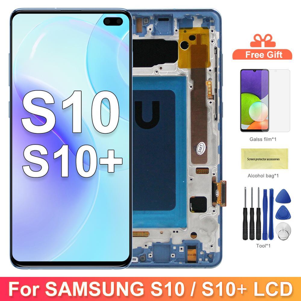 TFT กรอบสําหรับ Samsung S10 Plus S10+ G975F จอแสดงผล Lcd หน้าจอสัมผัสดิจิตอลสําหรับ Samsung S10 G973