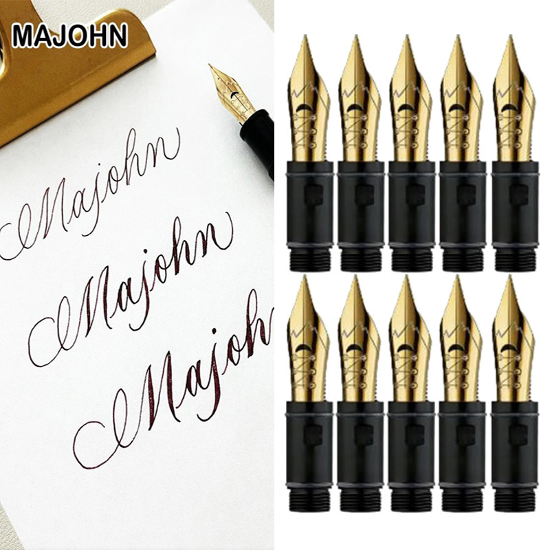 MAJOHN ดอกไม้สไตล์ Flex Nib นุ่มยืดหยุ่นการประดิษฐ์ตัวอักษร Nib สําหรับ P136 P138 รอบเคล็ดลับชี้ ES ER การเขียน Nibs สําหรับ Copperplate Gothic