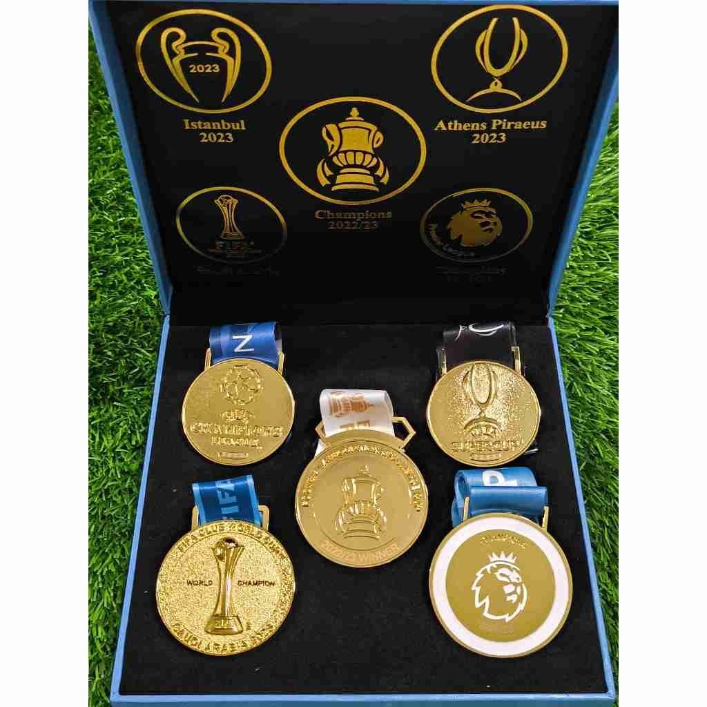 Manchester City 2023 Medal Set Box UCL/FA Cup/EPL PL Premier League/Club World Cup/Super Cup Champions League 5in1