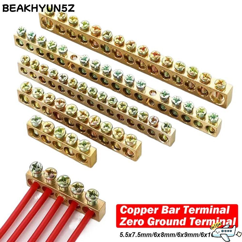 BEAKHYUN5Z ขั้วต่อสายไฟ, ทองแดงหลายสเปคทองแดงบาร์เทอร์มินอล, ตัวเชื่อมต่อไฟฟ้าพร้อมสกรูรูการเชื่อมต่อทองเหลืองแถวตู้จ่ายไฟ