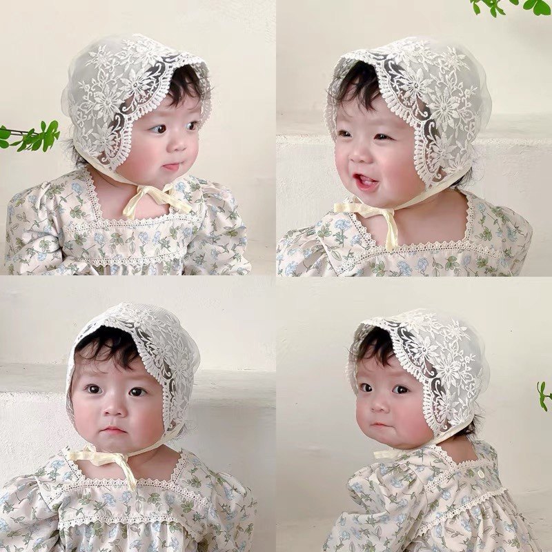 0-1 ปีเด็กฤดูร้อนลูกไม้ดอกไม้หมวกกันแดดสไตล์เจ้าหญิงหมวกพระราชวัง