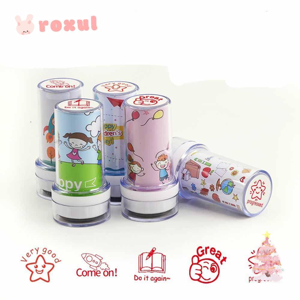 ROXUL Commentary แสตมป์การ์ตูนของเล่นเด็กแสตมป์นักเรียน Self-ink เด็กซีลภาษาอังกฤษการสอนแสตมป์