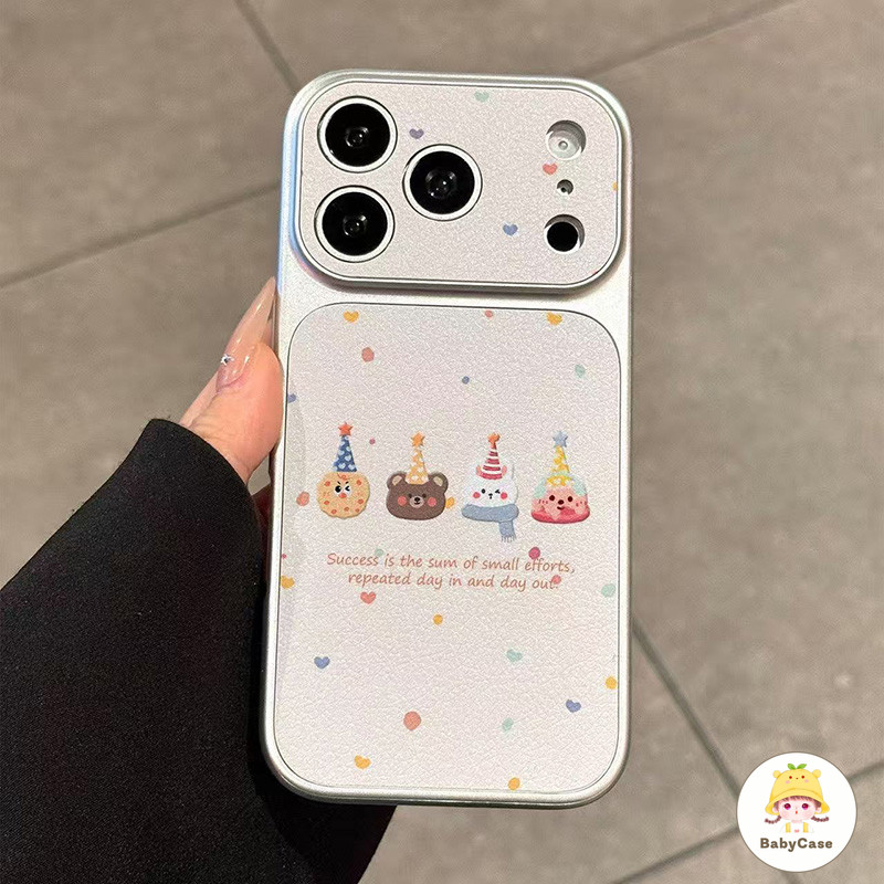 เคสไอโฟน17 เหมาะสำหรับ IPhone 15 11 12 17 13 14 16 Pro Max 14 15 16 Plus Air เคสโทรศัพท์สีเงินลายจุดสีสันสดใสและรูปสัตว์