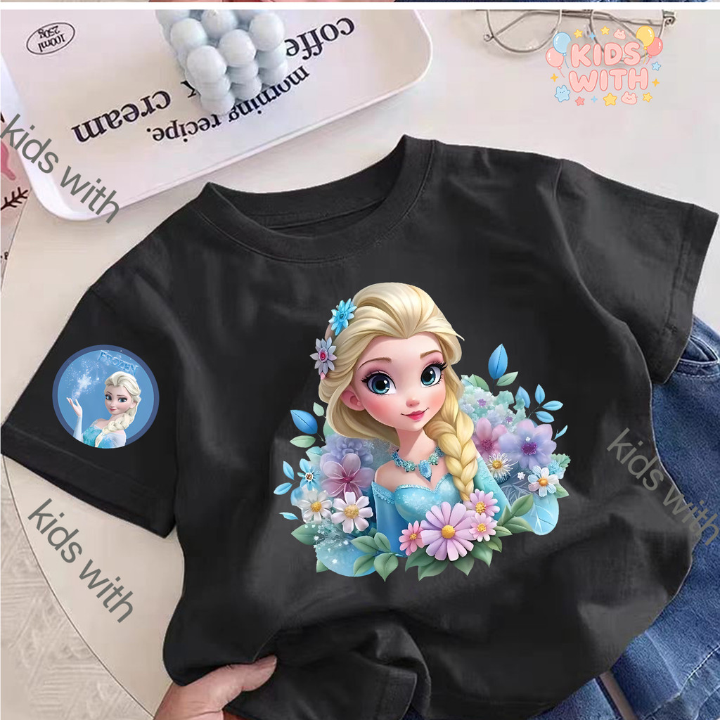 เสื้อเด็ก เสื้อยืดคอกลมแฟชั่น  เสื้อแฟชั่น ฤดูร้อน'Girl HUA' สบายและนุ่ม ระบายอากาศดี อายุ 1-12 ปีD 280