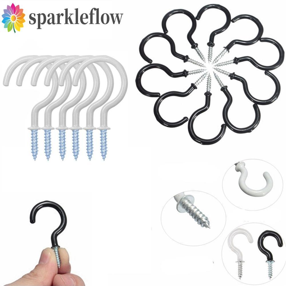 SPARKLEFLOW ตะขอแขวนเพดาน Screw-In Home Storage Heavy Duty Shouldered White Mug Hanger