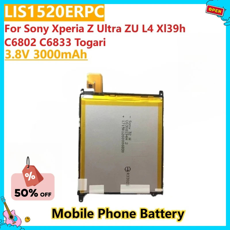 ใหม่ 3.8V 3000mAh เปลี่ยนแบตเตอรี่โทรศัพท์ LIS1520ERPC สําหรับ Sony Xperia Z Ultra ZU L4 Xl39h C6802