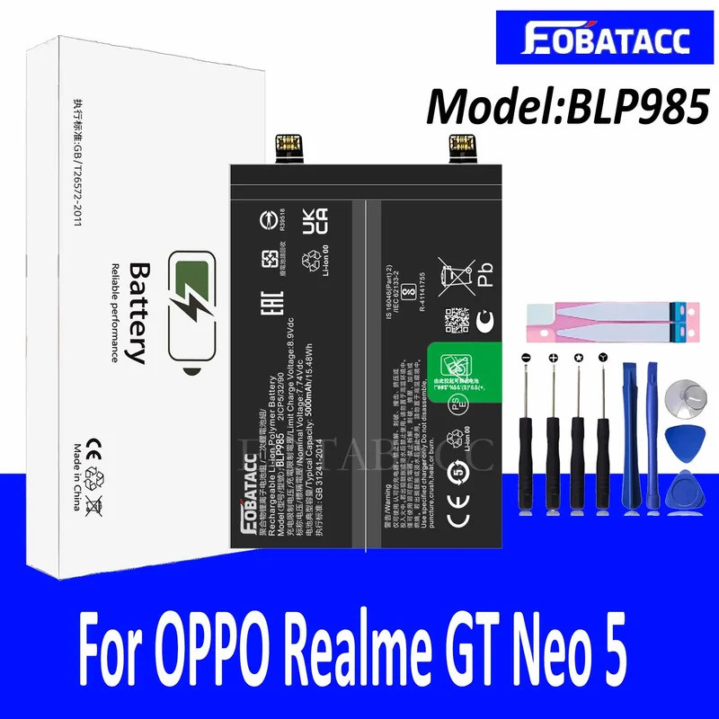 ETABACC 100% ใหม่แบตเตอรี่ BLP985 สําหรับ OPPO Realme GT Neo 5 แบตเตอรี่ + เครื่องมือ