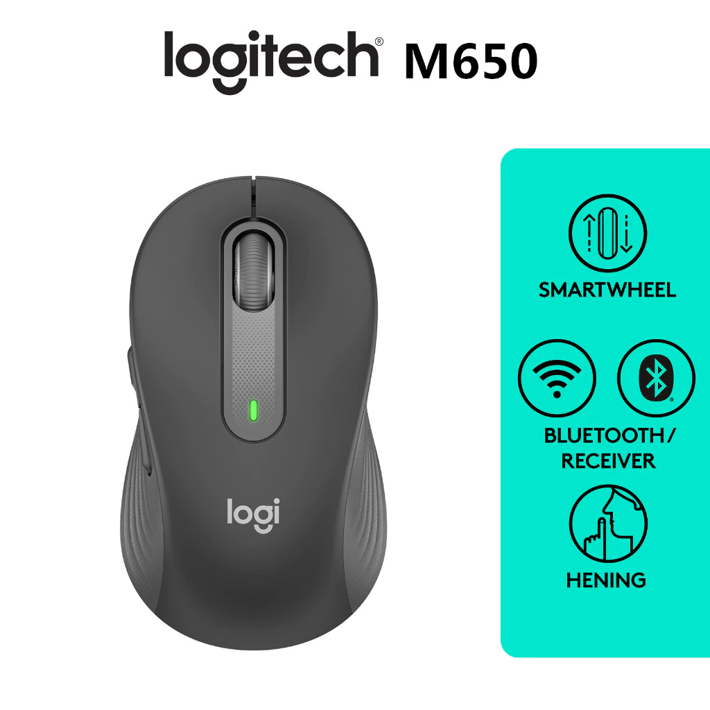 เมาส์ไร้สาย Logitech Signature M650/M650L - สําหรับมือขนาดเล็กถึงขนาดกลาง แบตเตอรี่ 2 ปี คลิกเงียบ ปุ่มด้านข้างแบบกําหนดเอง บลูทูธ ความสามารถหลายอุปกรณ์