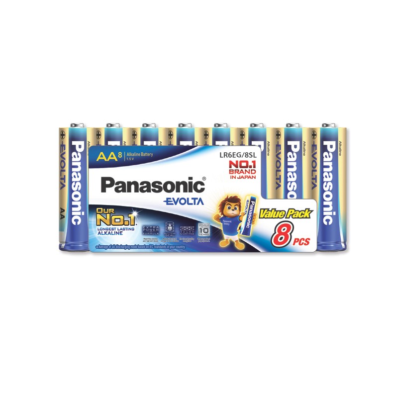 PANASONIC ถ่านอีโวต้า AA รุ่น LR6EG/8SL ขนาด AA แพ็ค 8ก้อน