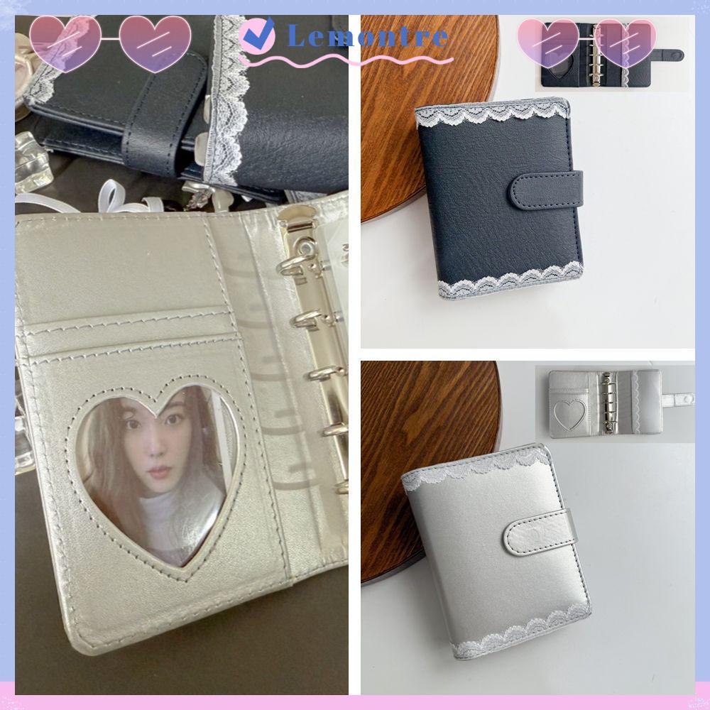 LEMONTRE M5 Binder Cover, PU หนัง DIY โน้ตบุ๊คลูกไม้ Binder ฝาครอบ,การออกแบบกันน้ําสีเงินรีฟิล Loose
