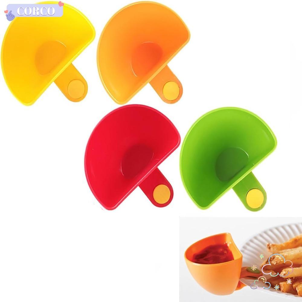 CORCO Spices Dip Container Bowl, ชามคลิปจุ่มพลาสติกอเนกประสงค์, แบบพกพาที่มีสีสัน Clip-On Gadgets ห้