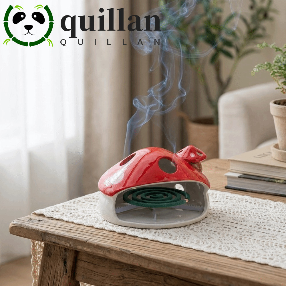 QUILLAN กระถางธูปกันยุง, ถาดธูปกันยุงเซรามิกสร้างสรรค์, บ้านเห็ดแปลกใหม่น่ารักที่ใส่ขดลวดยุงของขวัญ