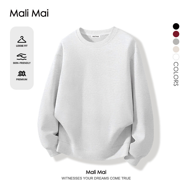 แบบไม่มีหมวก Sweatshirt ผ้าหนาทรงสวย ทรงหลวมและเอนกประสงค์ แฟชั่นเรียบง่าย พร้อมส่งจากกทม