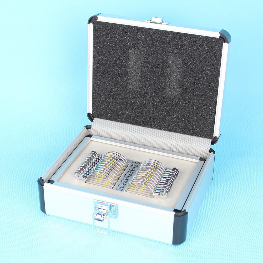 ⭐22PCS Optical Opthalmic Progressive Lens Set Trial Lens Case Aluminium Case