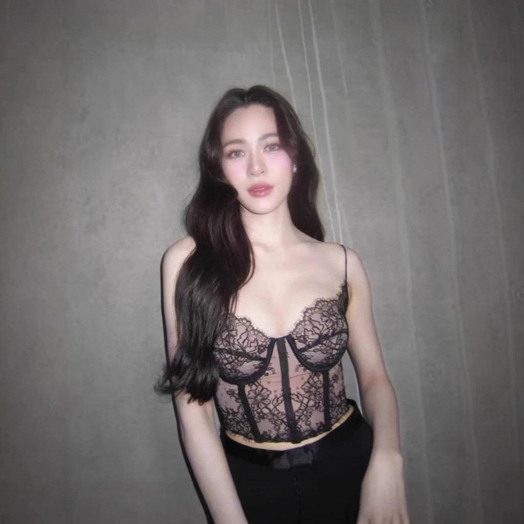 24aw Sexy Beauty Thailand PO * m สีดำและสีขาวหนักก้างปลาขนตาลูกไม้เสื้อชั้นในสตรีเสื้อที่ใส่ออกไปข้า